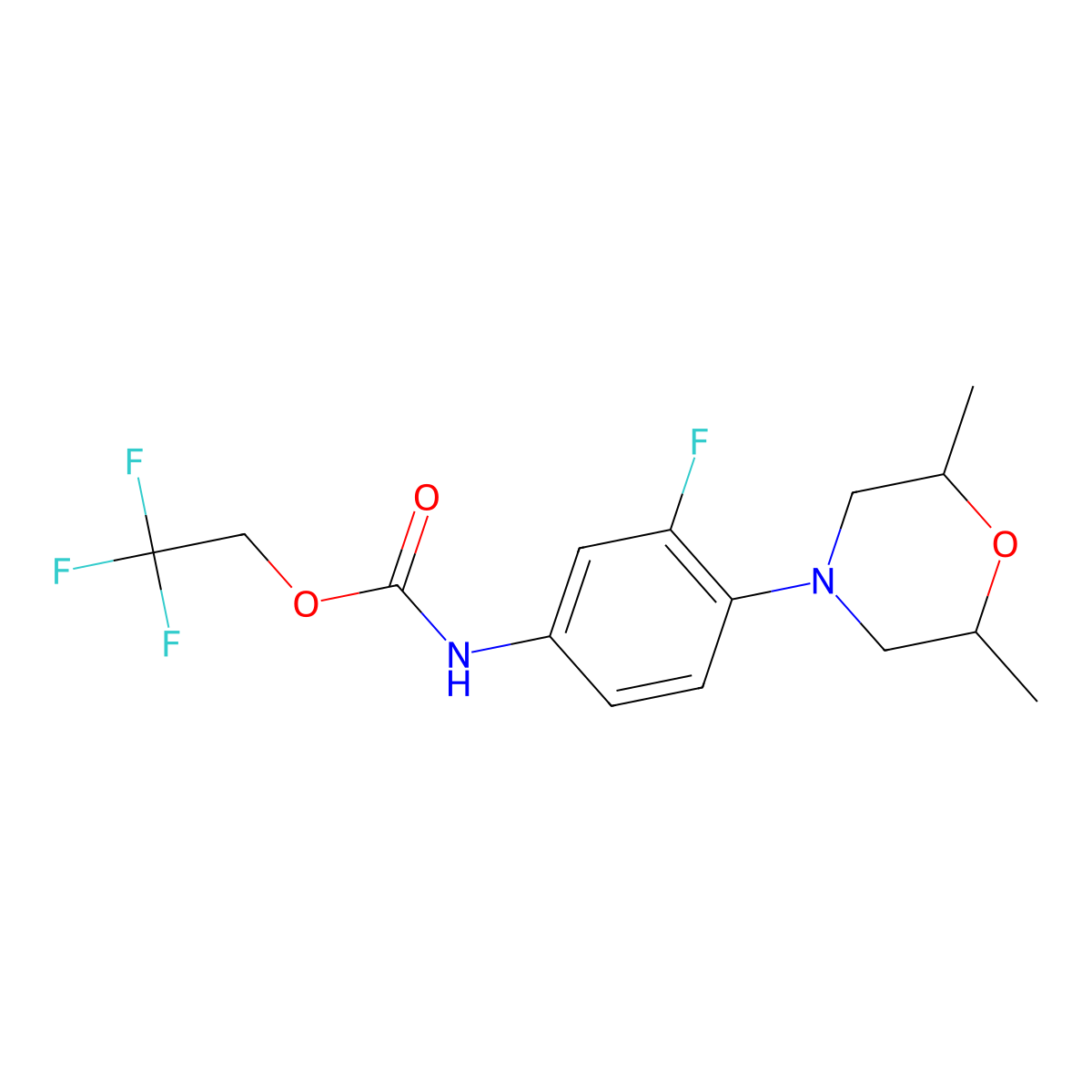 2,2,2-trifluoroethyl N-[4-(2,6-dimethylmorpholin-4-yl)-3-fluorophenyl]carbamate molecular structure, CAS 1208668-99-8