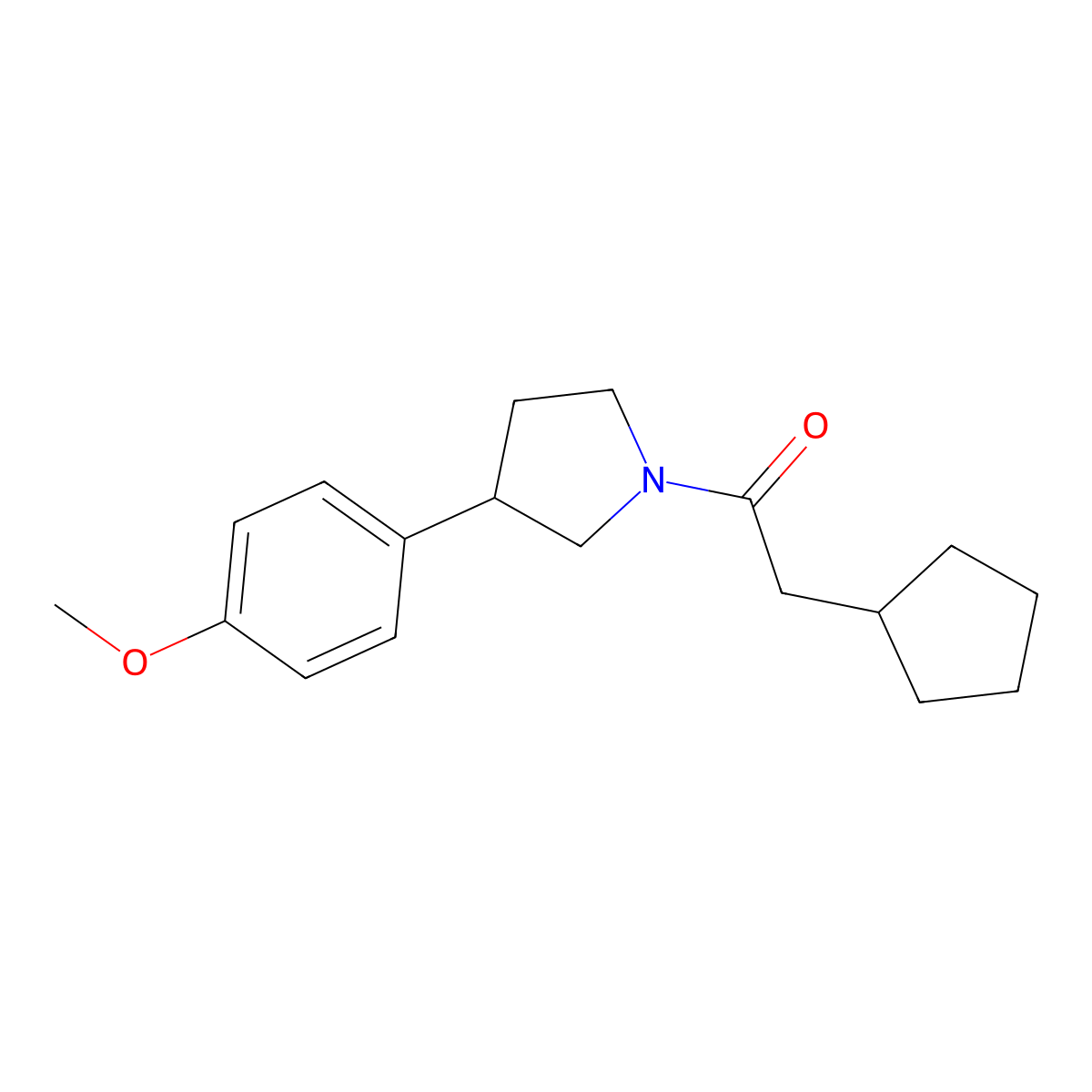 2-Cyclopentyl-1-(3-(4-methoxyphenyl)pyrrolidin-1-yl)ethanone molecular structure, CAS 1208669-18-4
