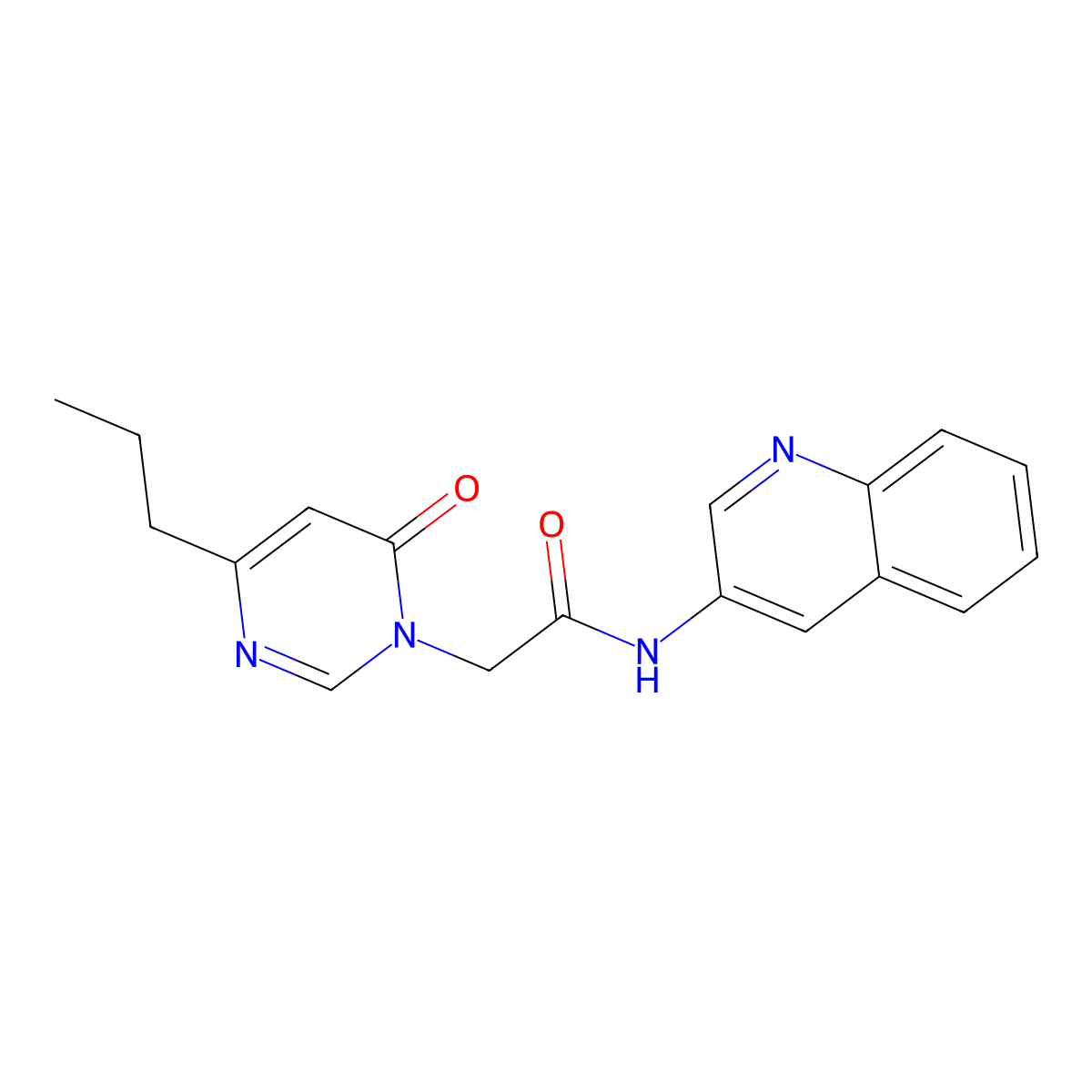 2-(6-oxo-4-propylpyrimidin-1(6H)-yl)-N-(quinolin-3-yl)acetamide molecular structure, CAS 1208673-48-6