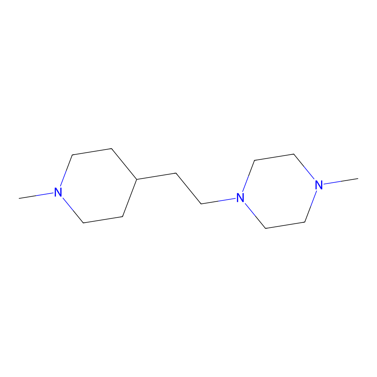1-Methyl-4-[2-(1-methylpiperidin-4-yl)ethyl]piperazine molecular structure, CAS 1208678-08-3