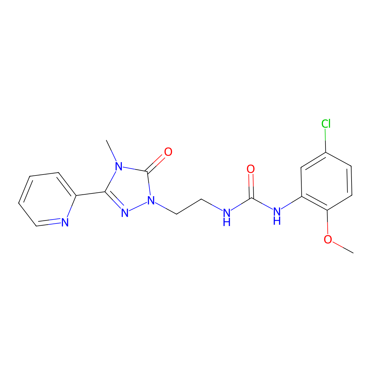1-(5-chloro-2-methoxyphenyl)-3-{2-[4-methyl-5-oxo-3-(pyridin-2-yl)-4,5-dihydro-1H-1,2,4-triazol-1-yl]ethyl}urea molecular structure, CAS 1208680-04-9
