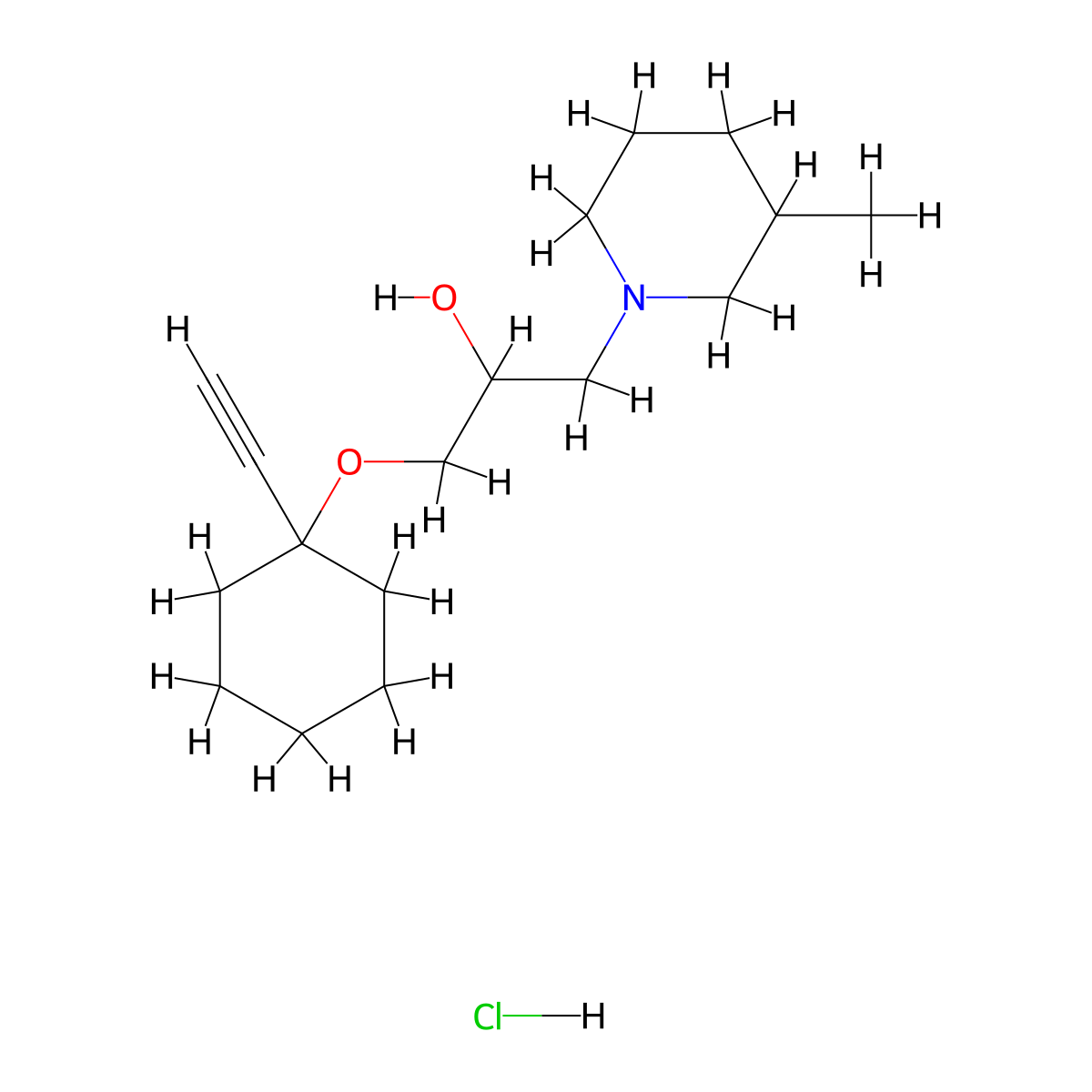 1-((1-Ethynylcyclohexyl)oxy)-3-(3-methylpiperidin-1-yl)propan-2-ol hydrochloride molecular structure, CAS 1208680-37-8