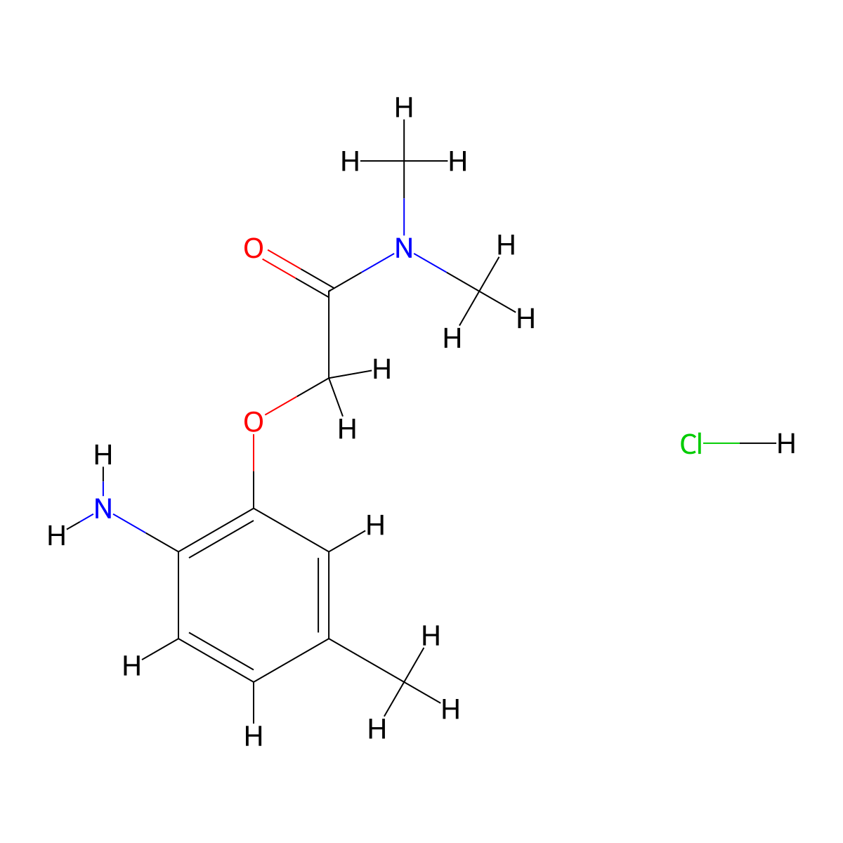 2-(2-amino-5-methylphenoxy)-N,N-dimethylacetamide hydrochloride molecular structure, CAS 1208688-25-8