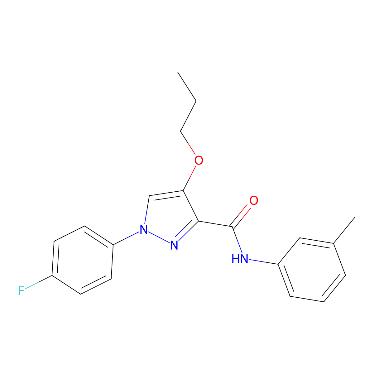 1-(4-fluorophenyl)-4-propoxy-N-(m-tolyl)-1H-pyrazole-3-carboxamide molecular structure, CAS 1208688-65-6