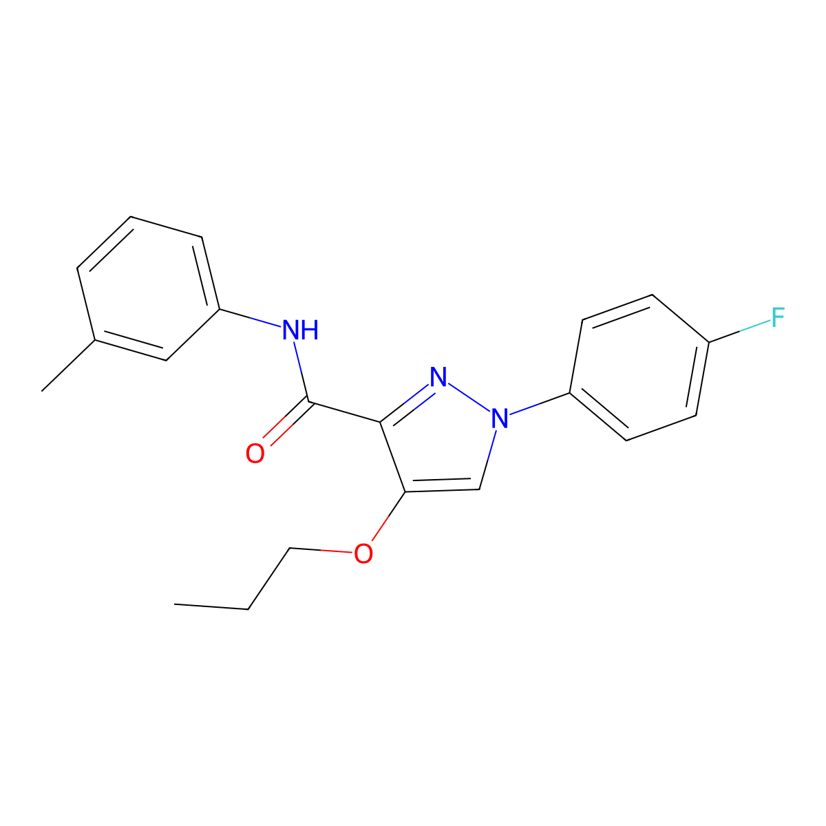 1-(4-fluorophenyl)-4-propoxy-N-(m-tolyl)-1H-pyrazole-3-carboxamide molecular structure, CAS 1208688-65-6