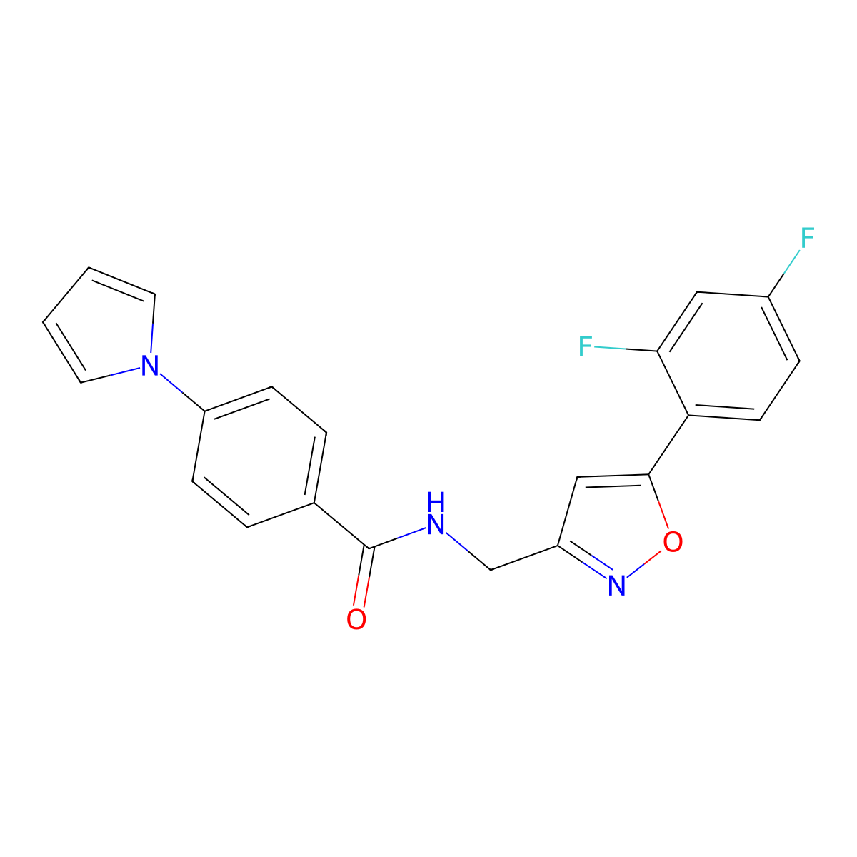 N-((5-(2,4-difluorophenyl)isoxazol-3-yl)methyl)-4-(1H-pyrrol-1-yl)benzamide molecular structure, CAS 1208688-93-0