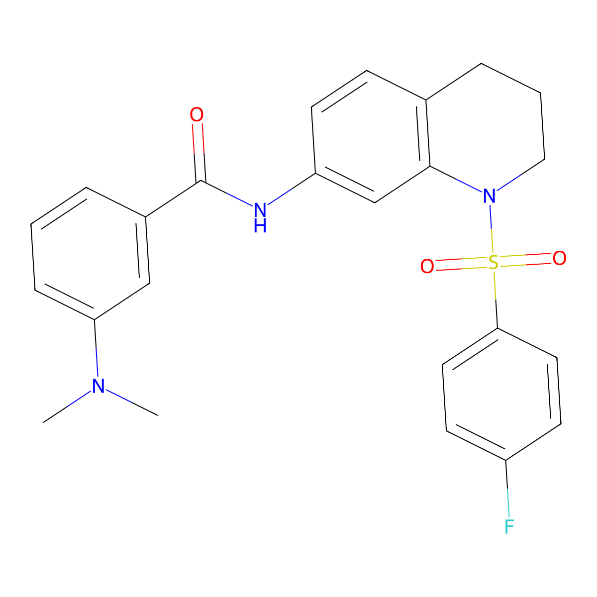 3-(dimethylamino)-N-(1-((4-fluorophenyl)sulfonyl)-1,2,3,4-tetrahydroquinolin-7-yl)benzamide molecular structure, CAS 1208688-97-4