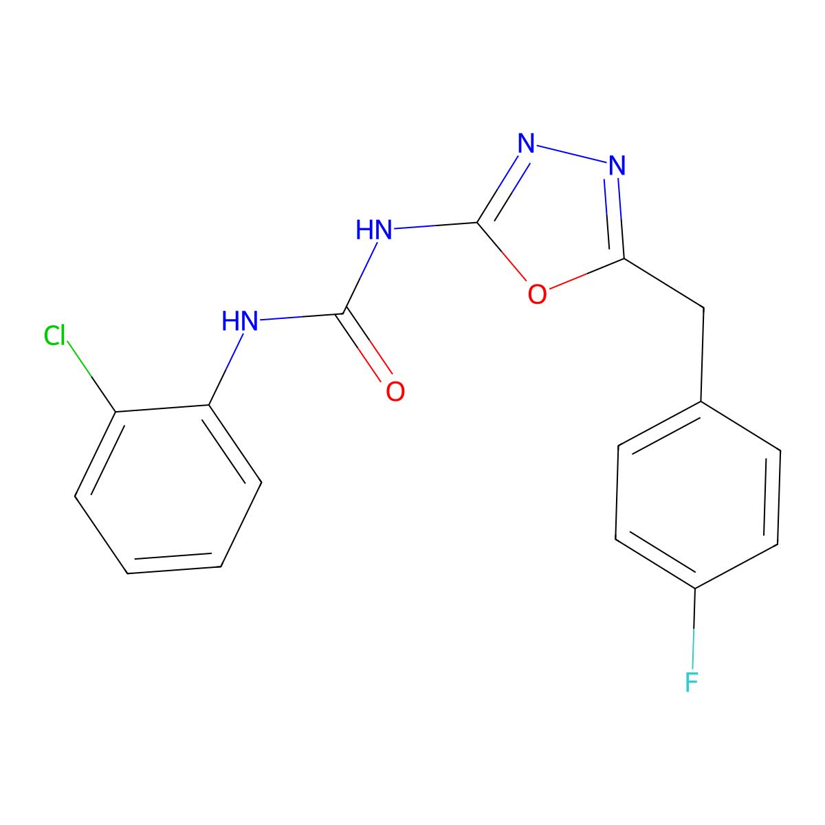 1-(2-Chlorophenyl)-3-(5-(4-fluorobenzyl)-1,3,4-oxadiazol-2-yl)urea molecular structure, CAS 1208690-49-6