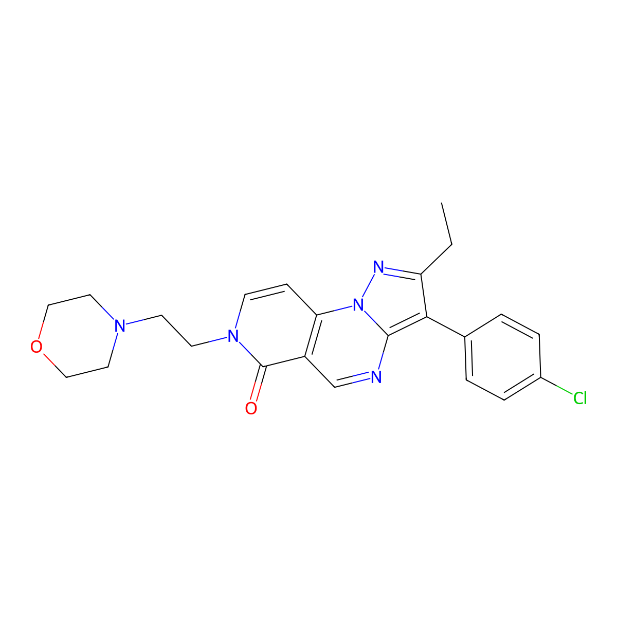 3-(4-chlorophenyl)-2-ethyl-7-(2-morpholinoethyl)pyrazolo[1,5-a]pyrido[3,4-e]pyrimidin-6(7H)-one molecular structure, CAS 1208693-87-1