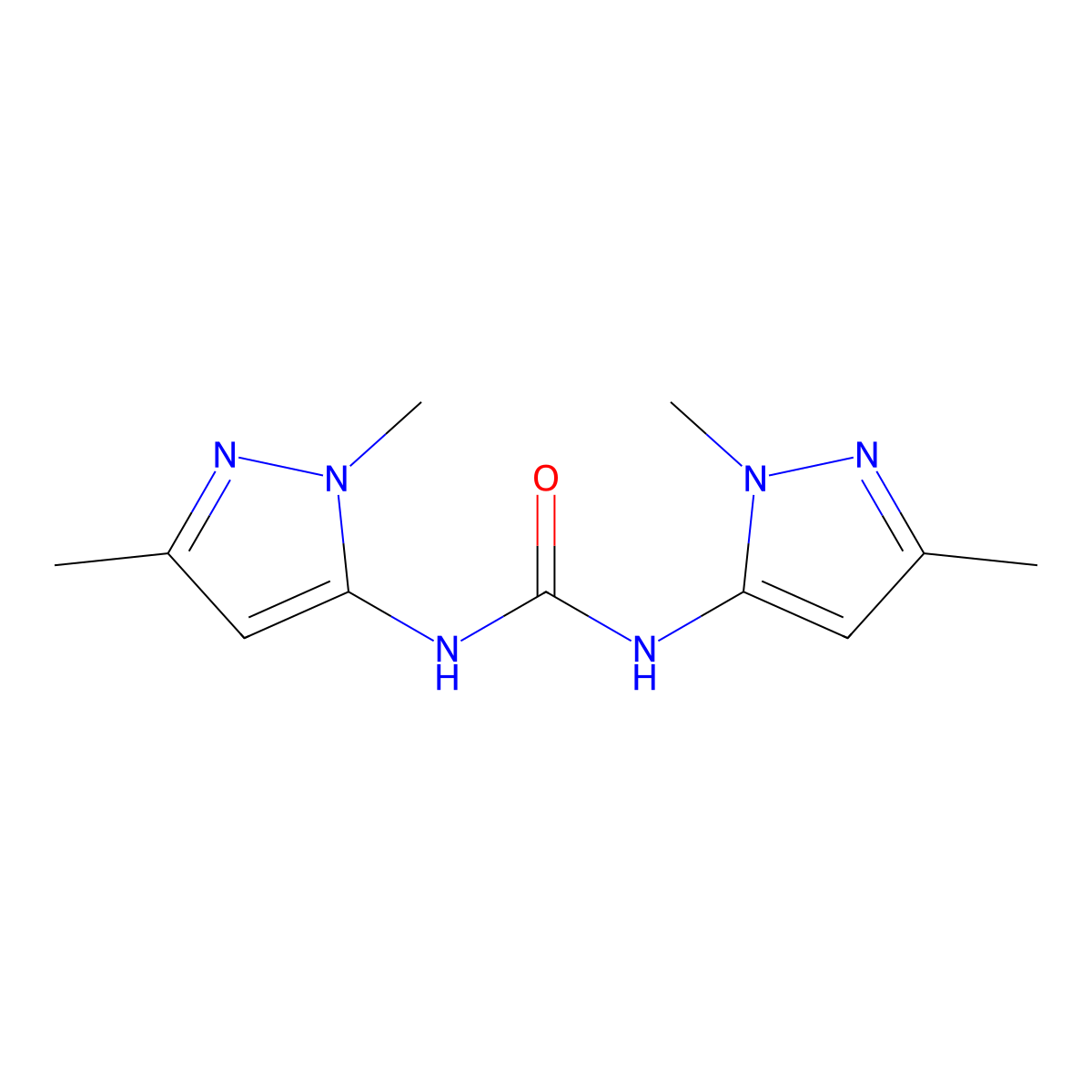 1,3-bis(1,3-dimethyl-1H-pyrazol-5-yl)urea molecular structure, CAS 1208696-98-3