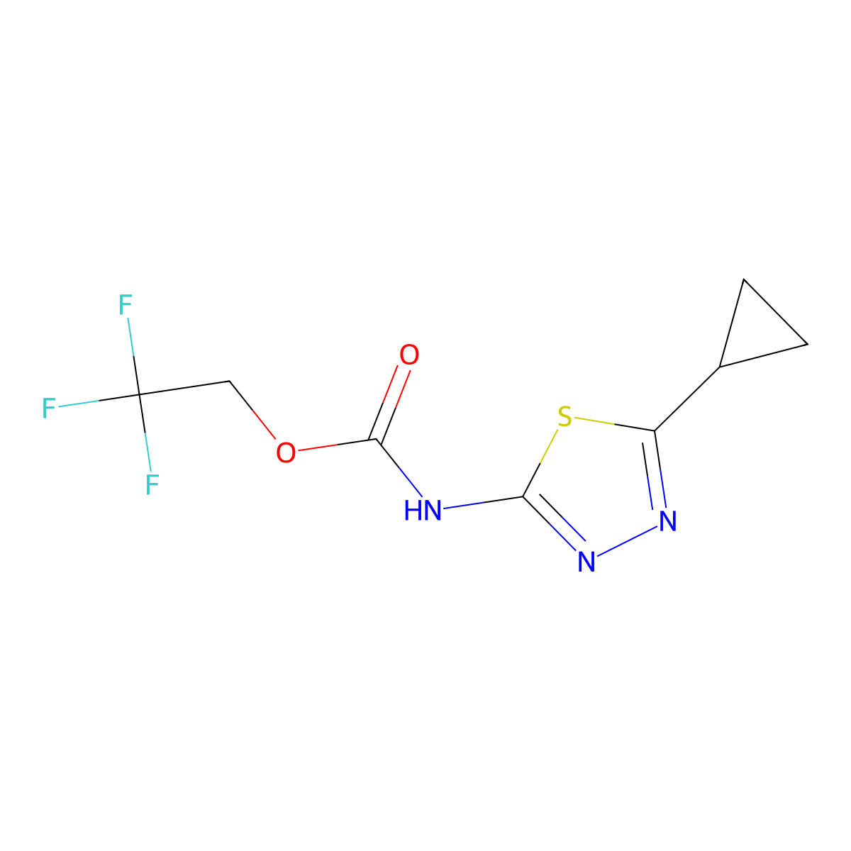 2,2,2-trifluoroethyl N-(5-cyclopropyl-1,3,4-thiadiazol-2-yl)carbamate molecular structure, CAS 1208701-04-5