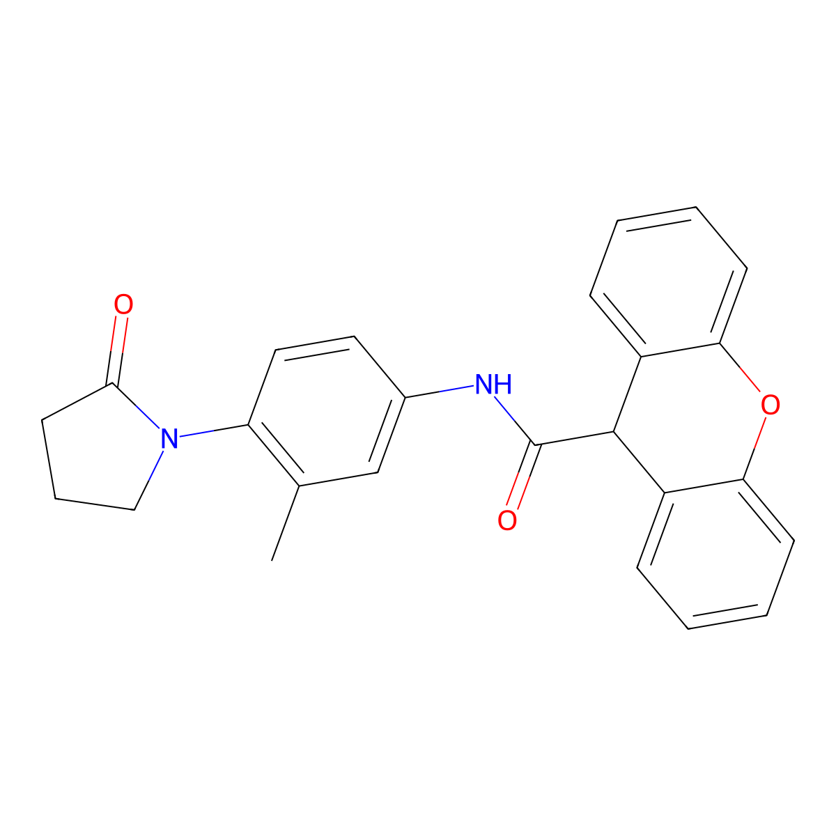 N-[3-methyl-4-(2-oxopyrrolidin-1-yl)phenyl]-9H-xanthene-9-carboxamide molecular structure, CAS 1208701-10-3