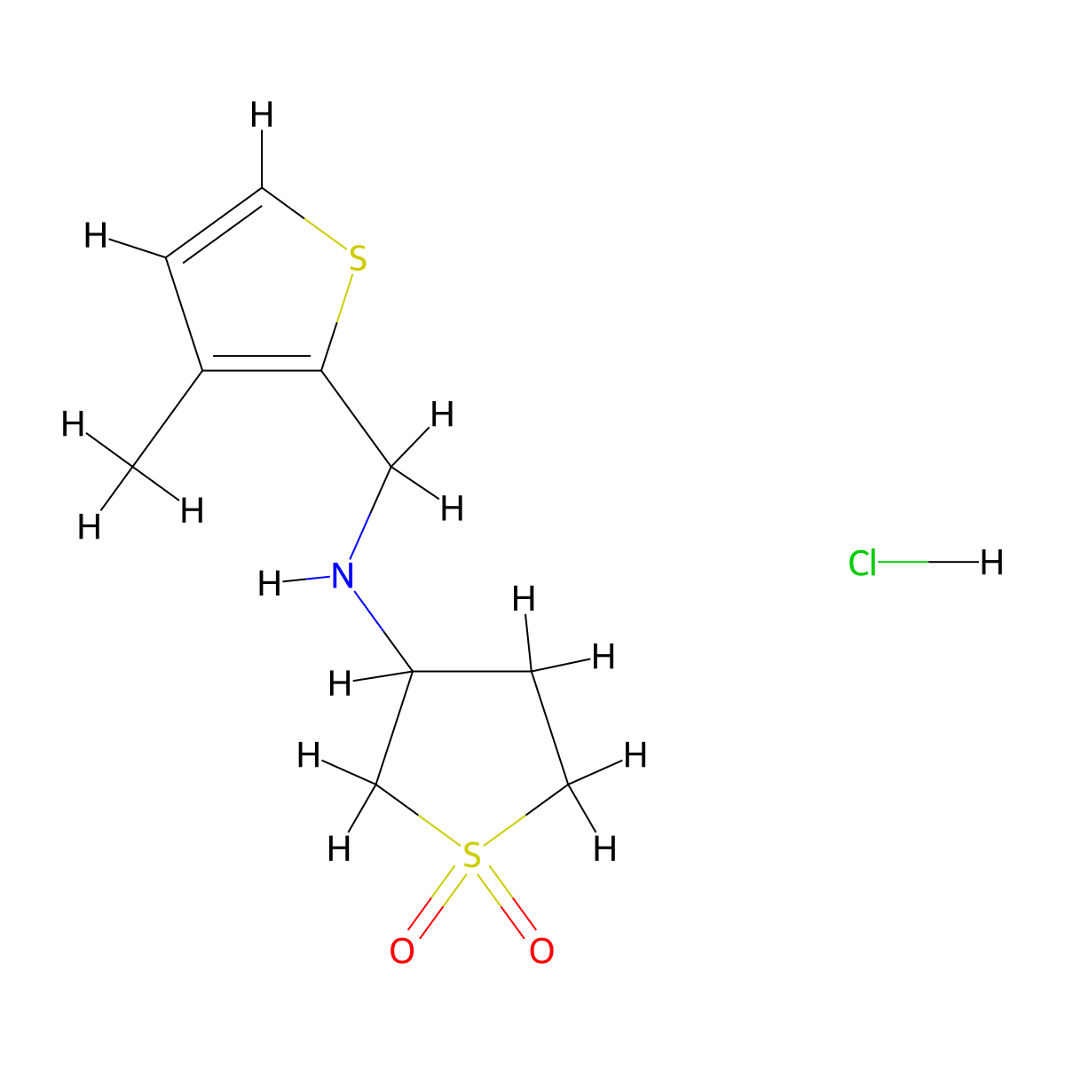 3-(((3-Methylthiophen-2-yl)methyl)amino)tetrahydrothiophene 1,1-dioxide hydrochloride molecular structure, CAS 1208708-20-6