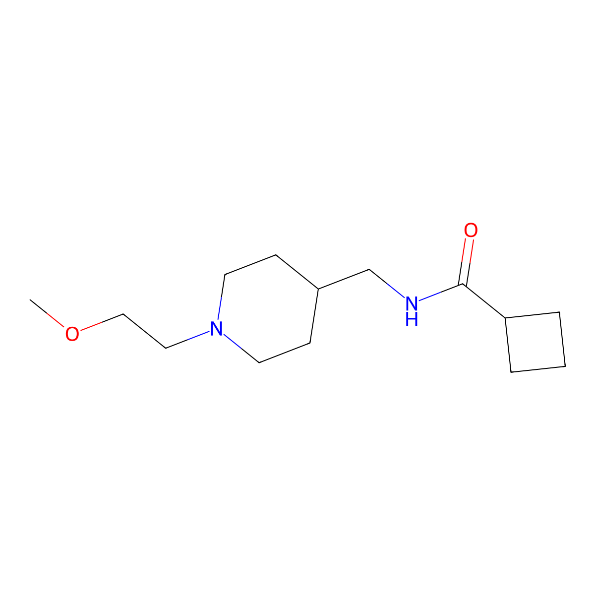 N-((1-(2-methoxyethyl)piperidin-4-yl)methyl)cyclobutanecarboxamide molecular structure, CAS 1208709-72-1