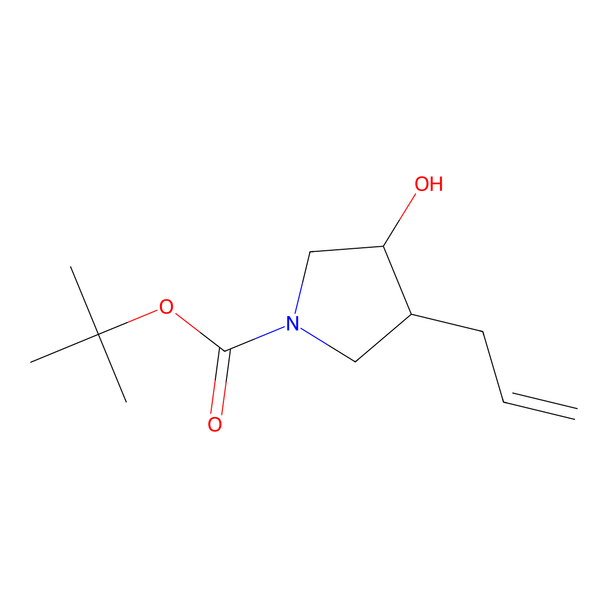 (3R,4S)-tert-Butyl 3-allyl-4-hydroxypyrrolidine-1-carboxylate molecular structure, CAS 120871-72-9