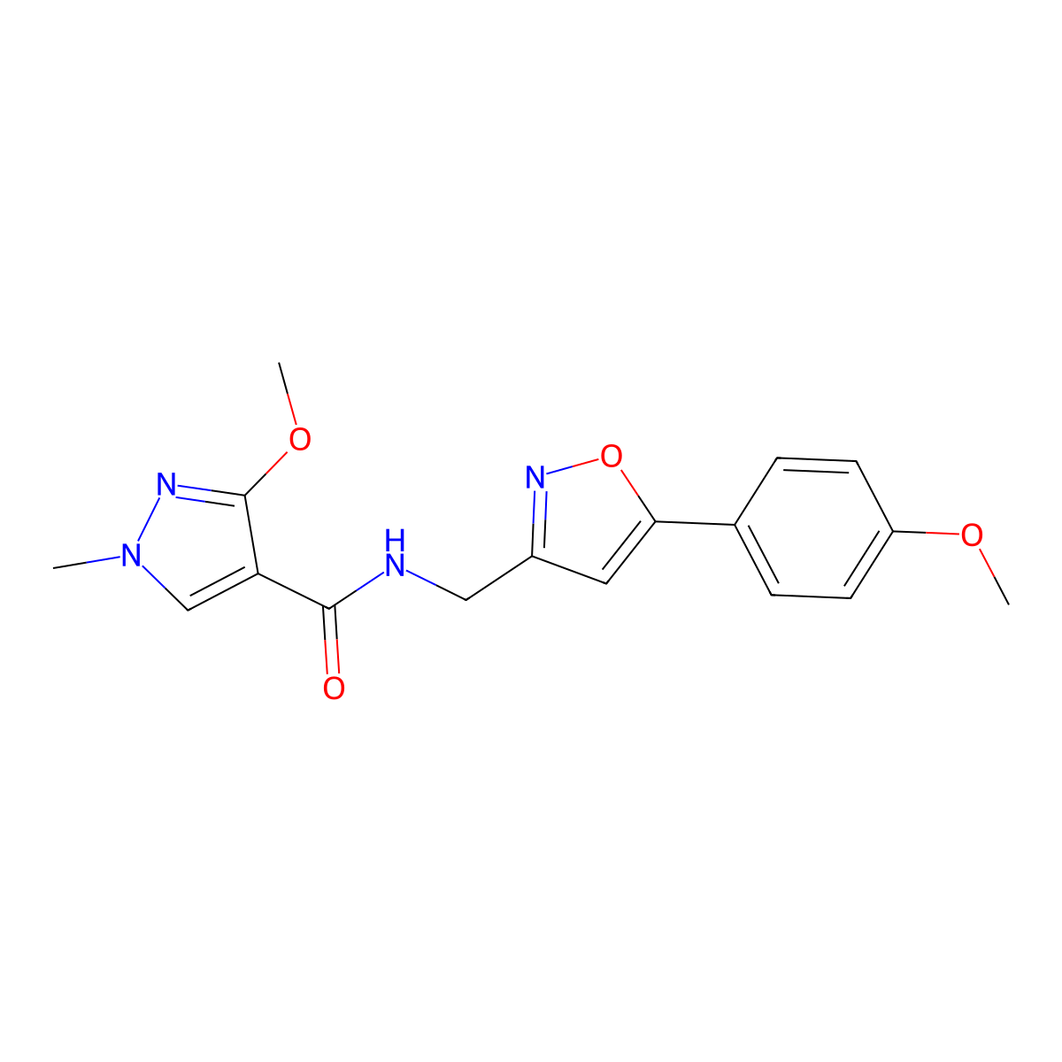 3-methoxy-N-((5-(4-methoxyphenyl)isoxazol-3-yl)methyl)-1-methyl-1H-pyrazole-4-carboxamide molecular structure, CAS 1208710-70-6