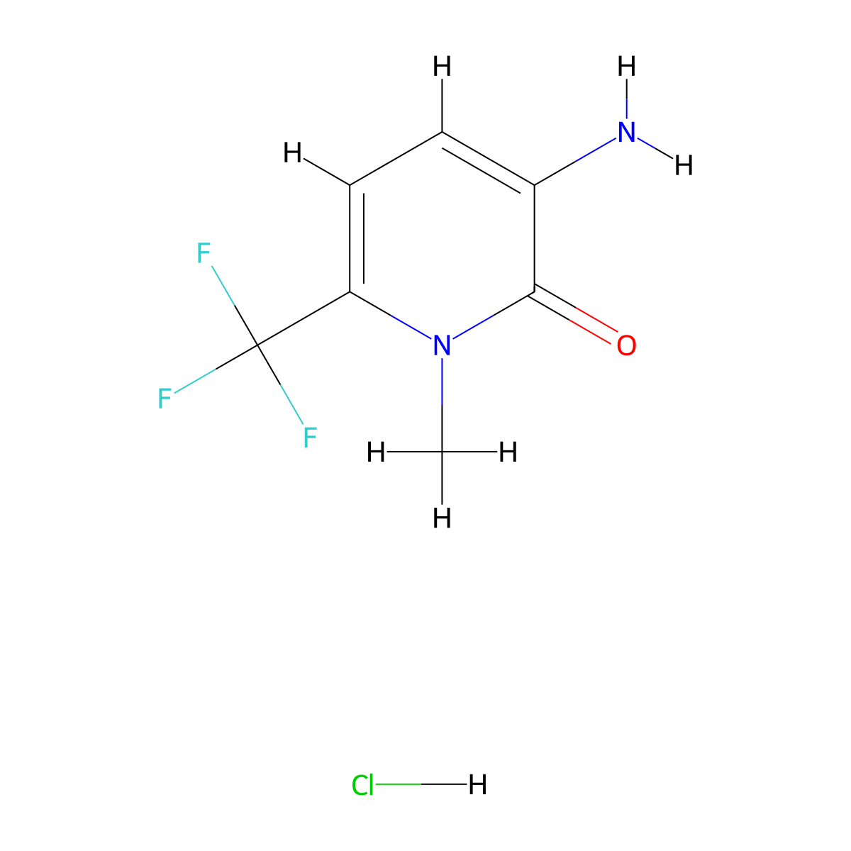 3-Amino-1-methyl-6-(trifluoromethyl)-1,2-dihydropyridin-2-one hydrochloride molecular structure, CAS 1208716-92-0