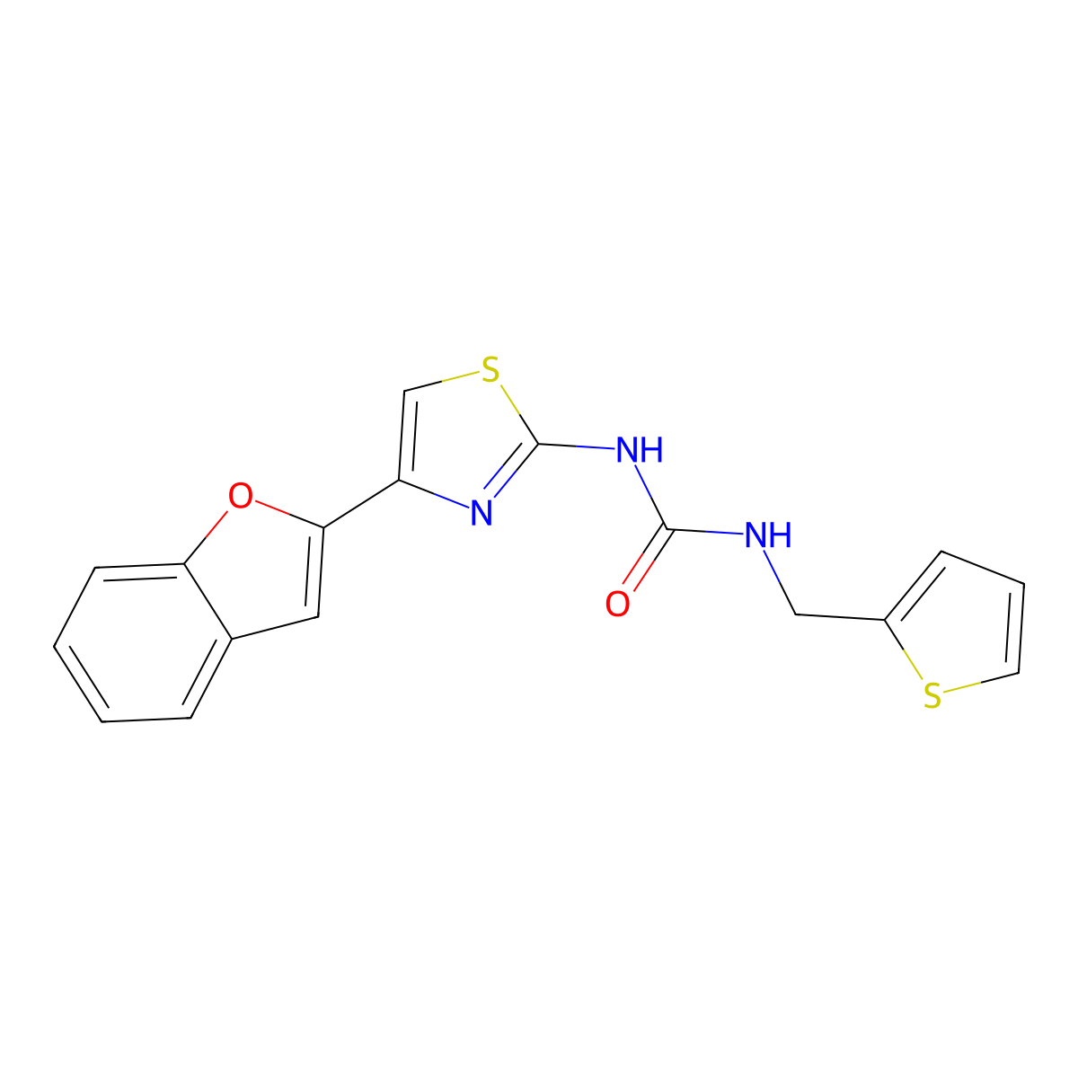 1-(4-(Benzofuran-2-yl)thiazol-2-yl)-3-(thiophen-2-ylmethyl)urea molecular structure, CAS 1208717-61-6