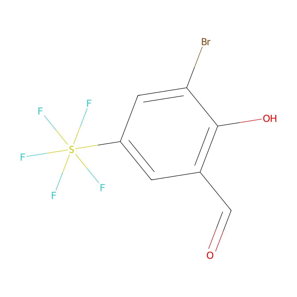 3-Bromo-2-hydroxy-5-(pentafluorothio)benzaldehyde molecular structure, CAS 1208718-46-0