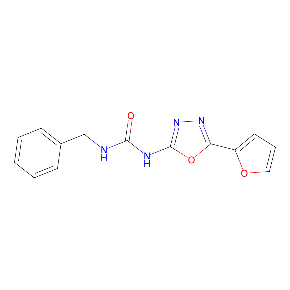 1-Benzyl-3-[5-(furan-2-yl)-1,3,4-oxadiazol-2-yl]urea molecular structure, CAS 1208721-08-7