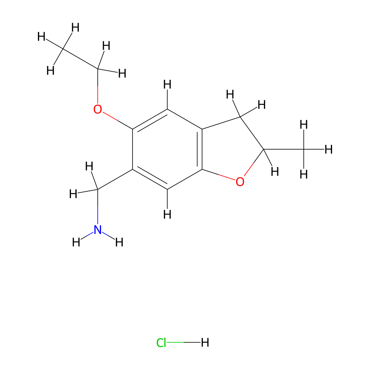 (5-Ethoxy-2-methyl-2,3-dihydro-1-benzofuran-6-yl)methanamine hydrochloride molecular structure, CAS 1208724-35-9