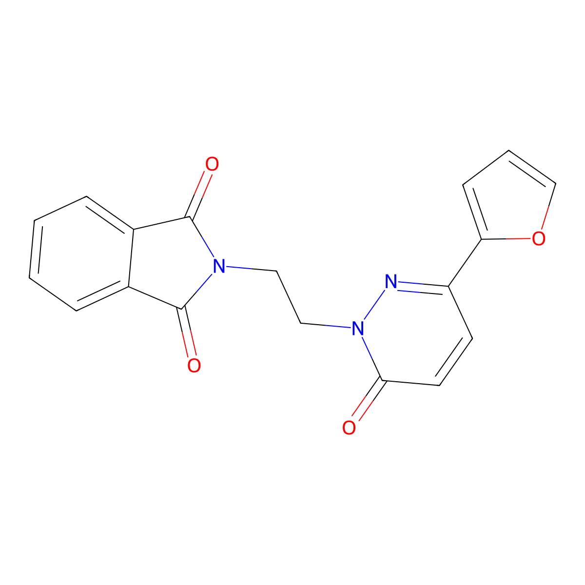 2-(2-(3-(furan-2-yl)-6-oxopyridazin-1(6H)-yl)ethyl)isoindoline-1,3-dione molecular structure, CAS 1208724-70-2