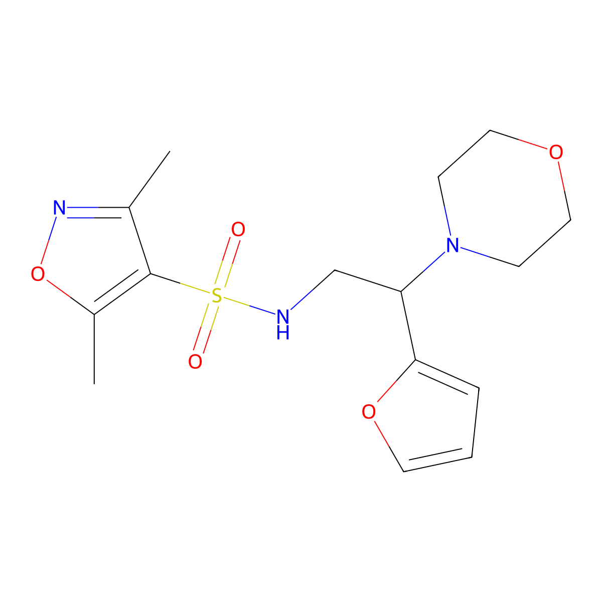 N-(2-(furan-2-yl)-2-morpholinoethyl)-3,5-dimethylisoxazole-4-sulfonamide molecular structure, CAS 1208725-36-3