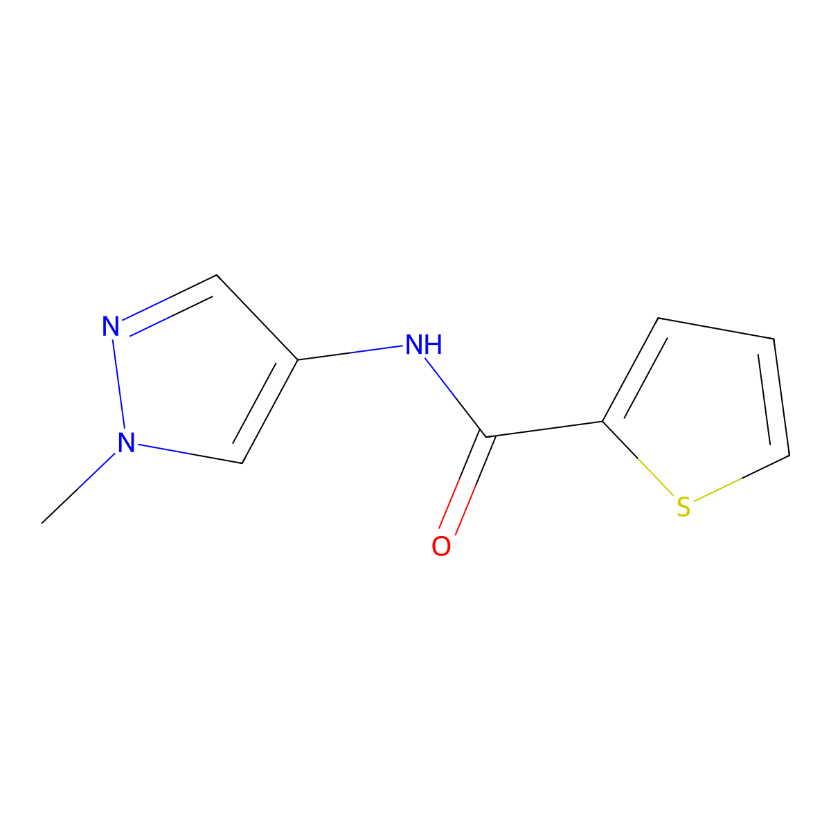 N-(1-methyl-1H-pyrazol-4-yl)thiophene-2-carboxamide molecular structure, CAS 1208725-56-7