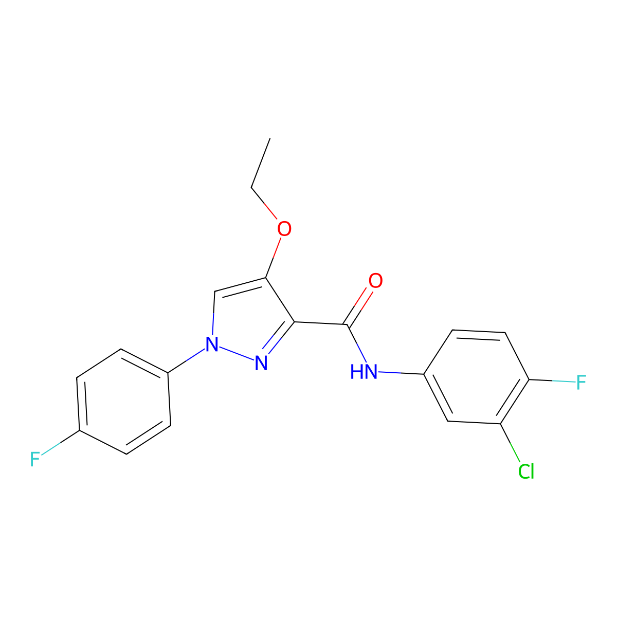 N-(3-chloro-4-fluorophenyl)-4-ethoxy-1-(4-fluorophenyl)-1H-pyrazole-3-carboxamide molecular structure, CAS 1208730-45-3