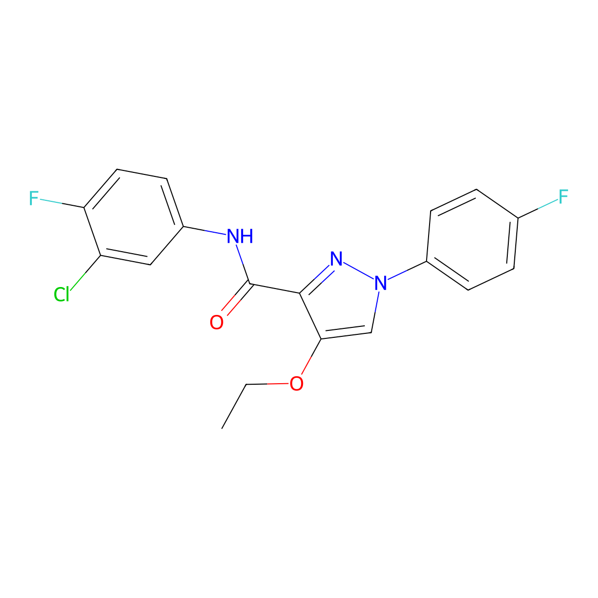 N-(3-chloro-4-fluorophenyl)-4-ethoxy-1-(4-fluorophenyl)-1H-pyrazole-3-carboxamide molecular structure, CAS 1208730-45-3