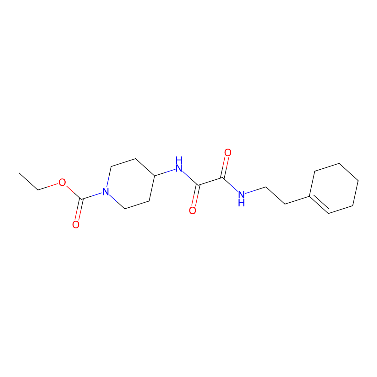 Ethyl 4-(2-((2-(cyclohex-1-en-1-yl)ethyl)amino)-2-oxoacetamido)piperidine-1-carboxylate molecular structure, CAS 1208731-48-9