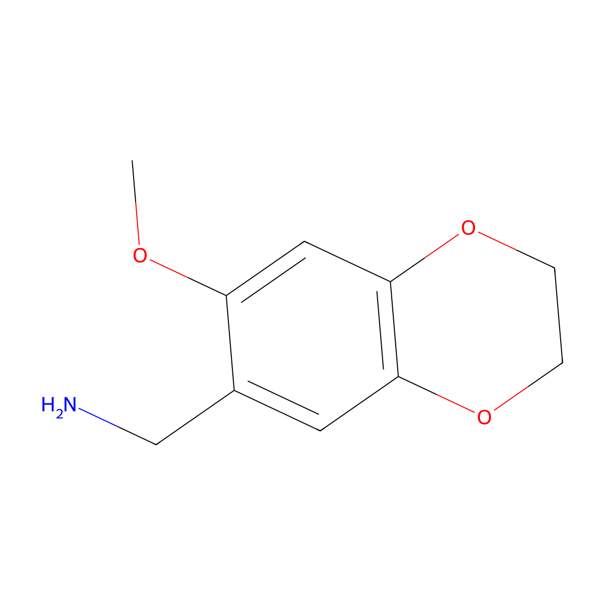 1-(7-Methoxy-2,3-dihydro-1,4-benzodioxin-6-yl)methanamine molecular structure, CAS 1208731-52-5