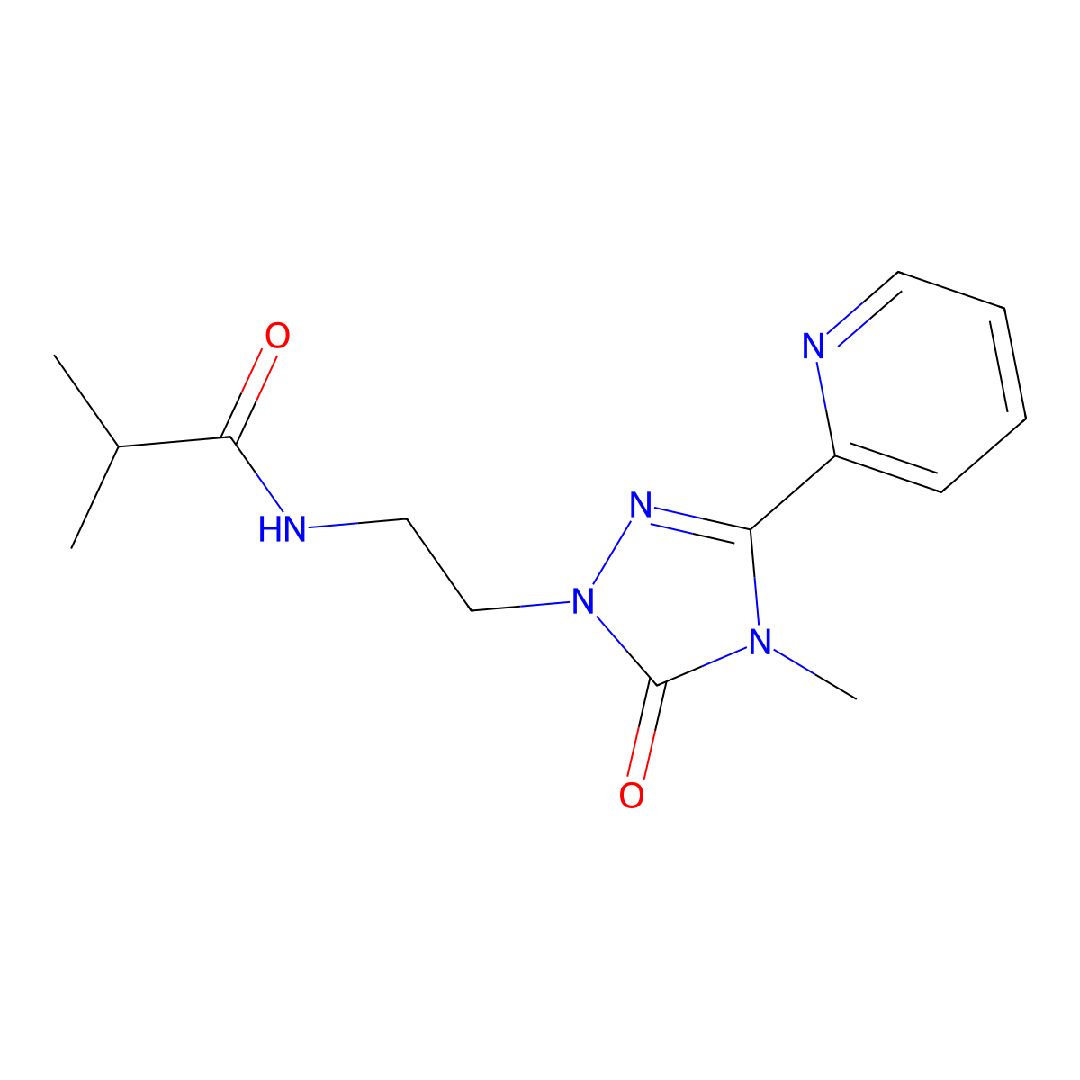 2-methyl-N-{2-[4-methyl-5-oxo-3-(pyridin-2-yl)-4,5-dihydro-1H-1,2,4-triazol-1-yl]ethyl}propanamide molecular structure, CAS 1208734-15-9