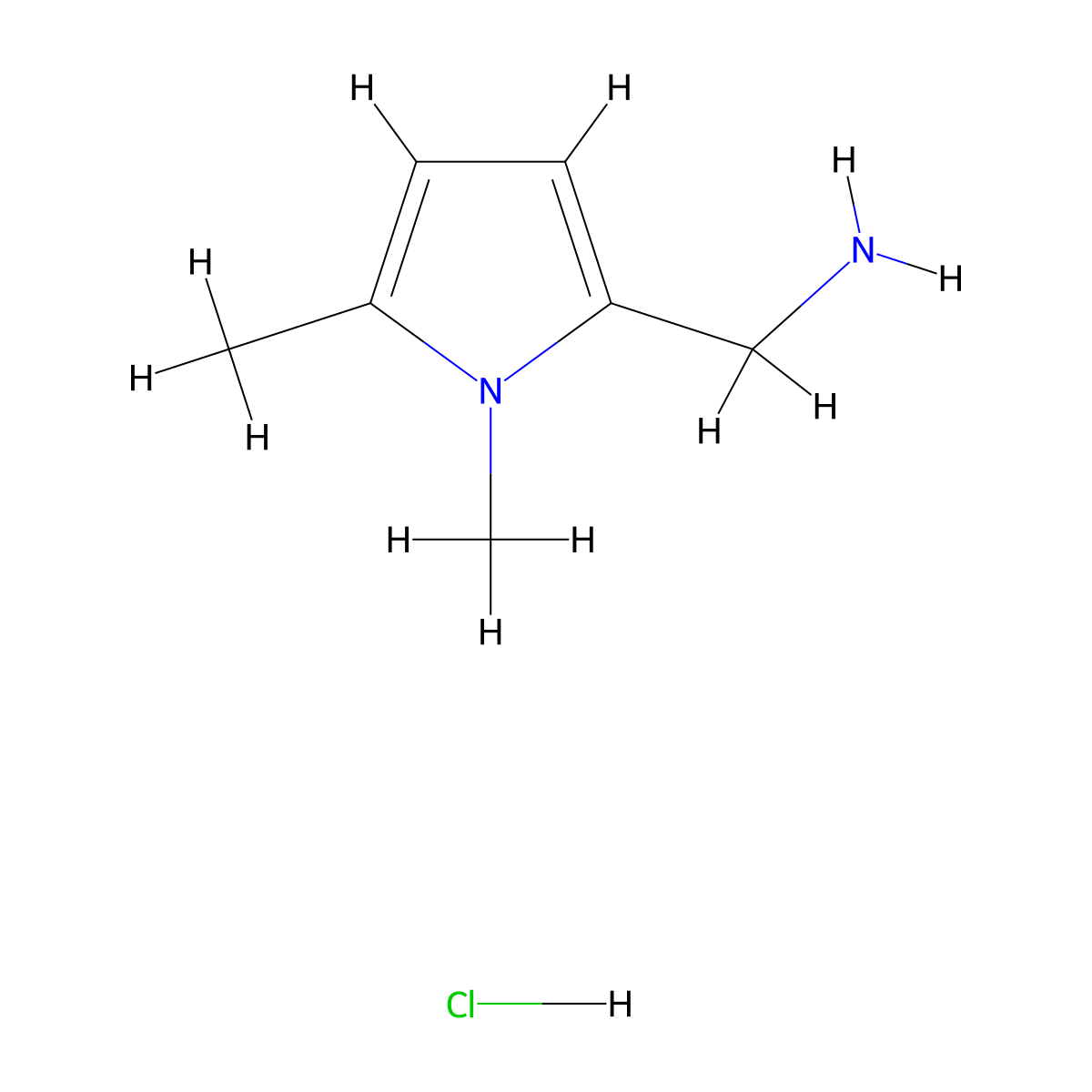 (1,5-dimethyl-1H-pyrrol-2-yl)methanamine hydrochloride molecular structure, CAS 1208744-99-3