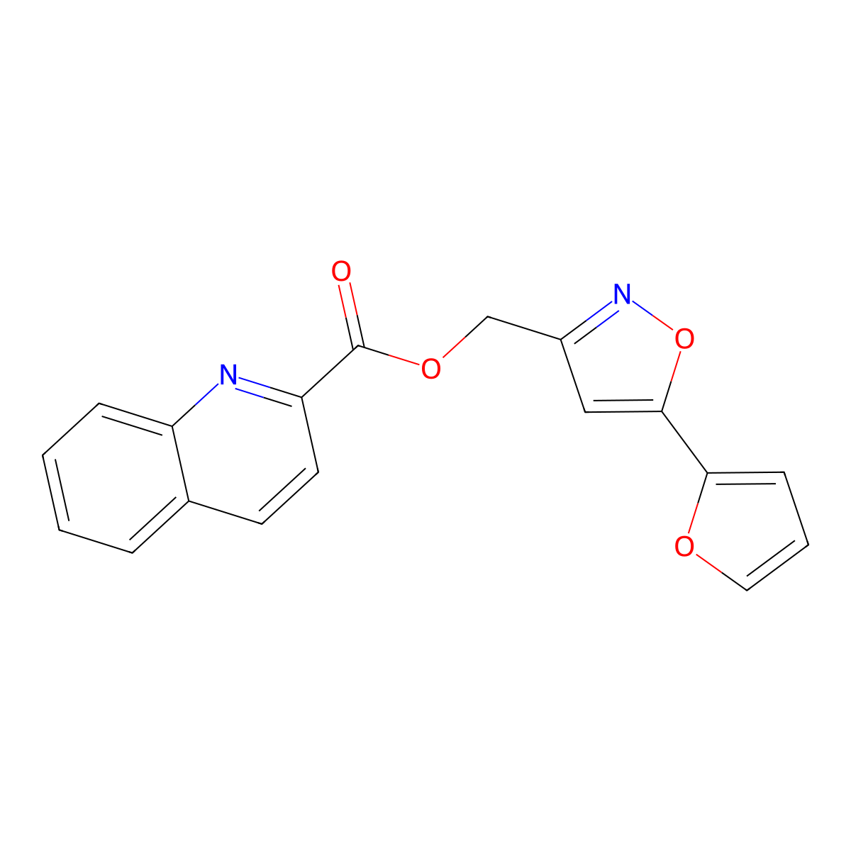 [5-(Furan-2-yl)-1,2-oxazol-3-yl]methyl quinoline-2-carboxylate molecular structure, CAS 1208754-38-4