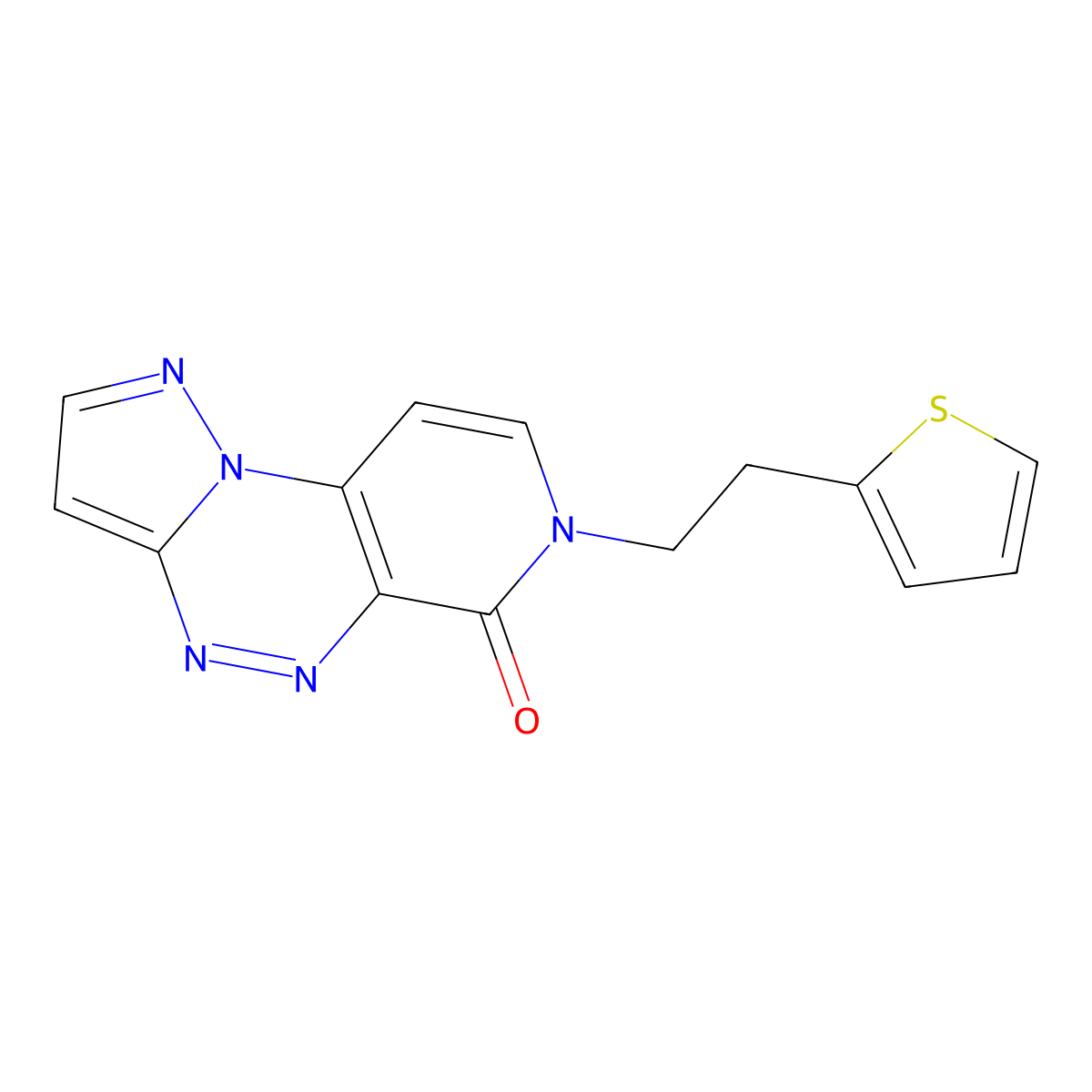 7-(2-(thiophen-2-yl)ethyl)pyrazolo[5,1-c]pyrido[4,3-e][1,2,4]triazin-6(7H)-one molecular structure, CAS 1208756-35-7
