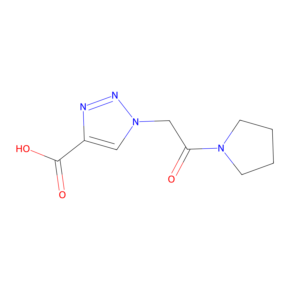1-[2-oxo-2-(pyrrolidin-1-yl)ethyl]-1H-1,2,3-triazole-4-carboxylic acid molecular structure, CAS 1208757-40-7