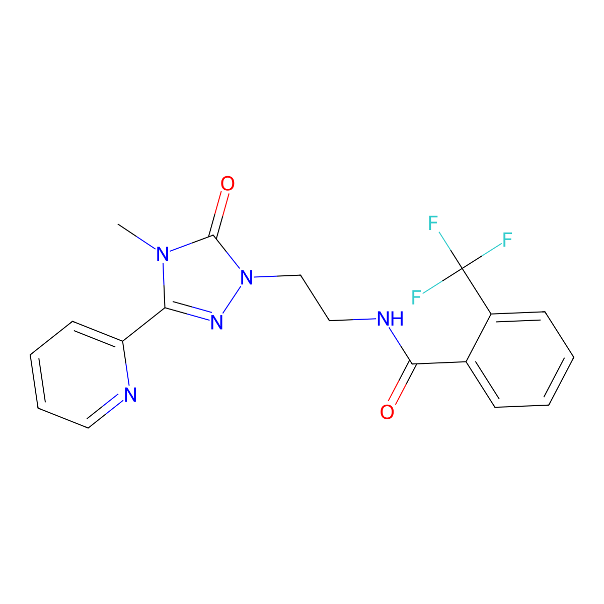 N-{2-[4-methyl-5-oxo-3-(pyridin-2-yl)-4,5-dihydro-1H-1,2,4-triazol-1-yl]ethyl}-2-(trifluoromethyl)benzamide molecular structure, CAS 1208758-29-5