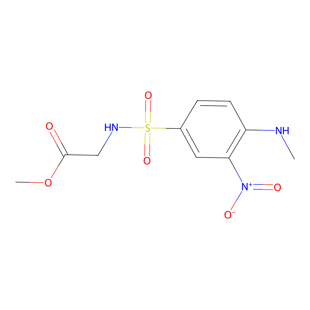 Methyl 2-[4-(methylamino)-3-nitrobenzenesulfonamido]acetate molecular structure, CAS 1208769-71-4