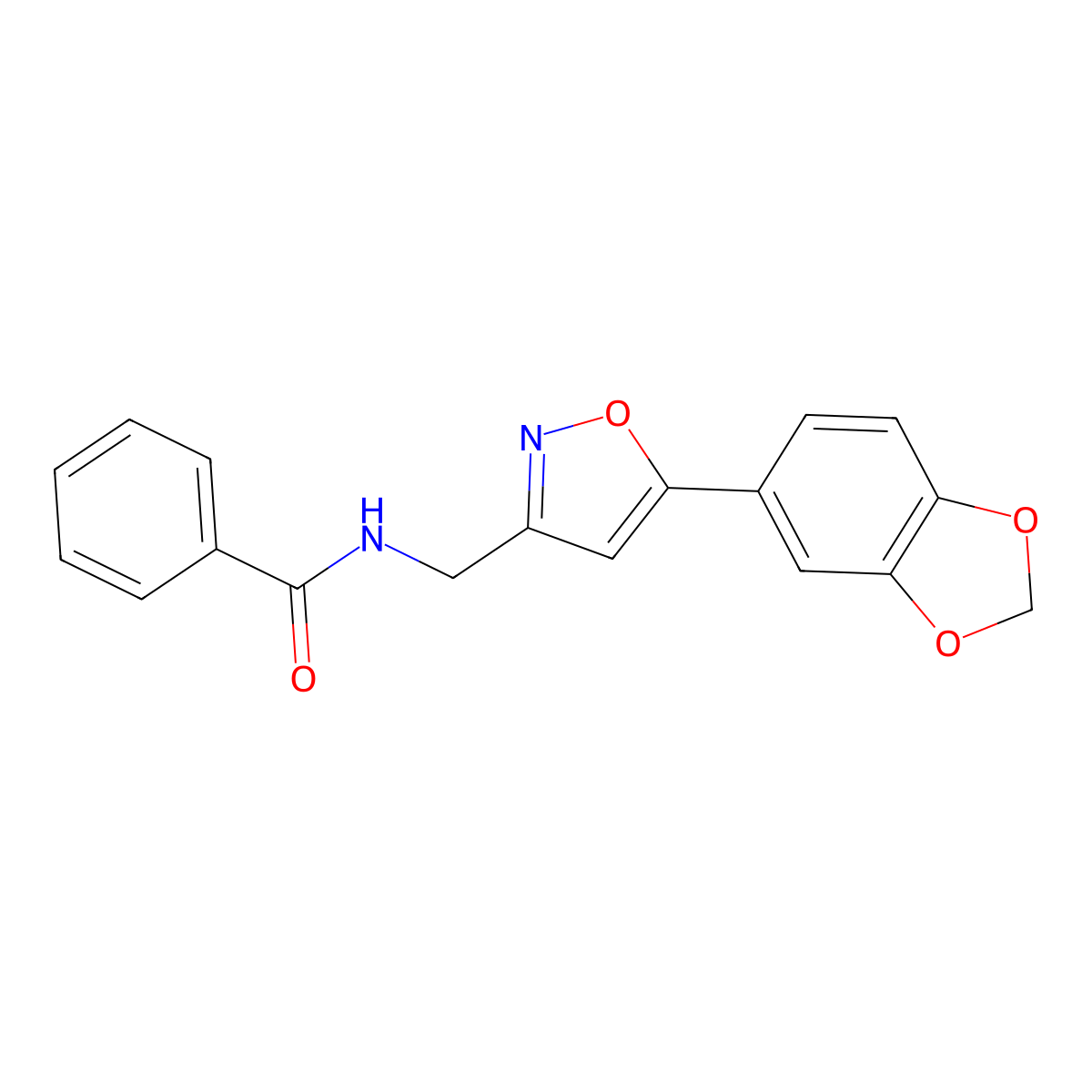 N-((5-(benzo[d][1,3]dioxol-5-yl)isoxazol-3-yl)methyl)benzamide molecular structure, CAS 1208770-63-1