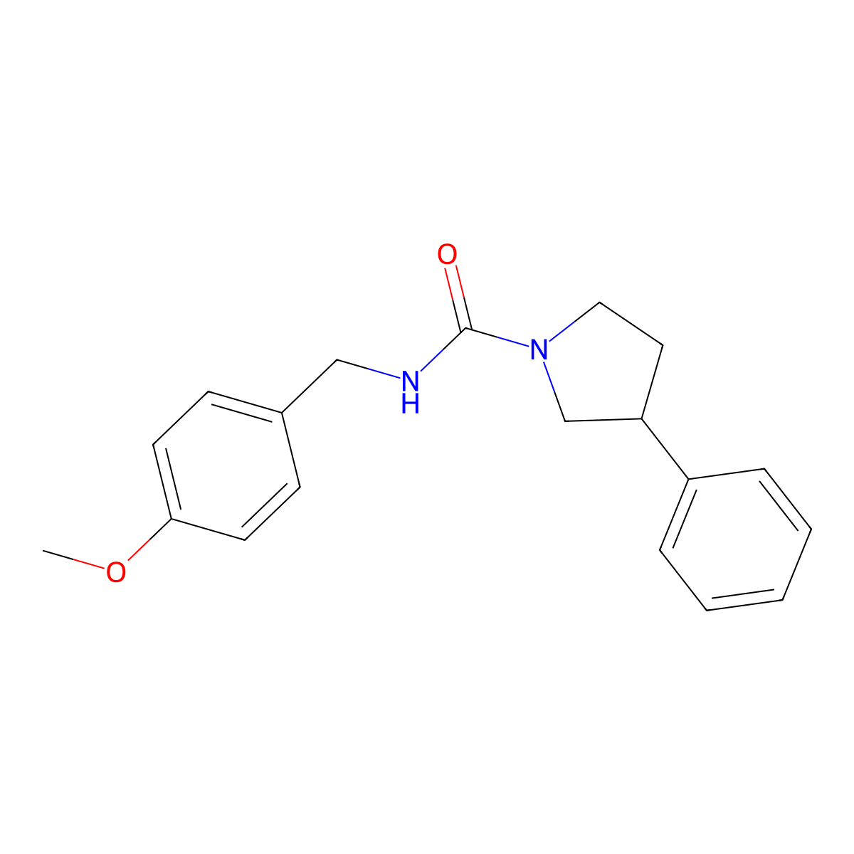 N-(4-methoxybenzyl)-3-phenylpyrrolidine-1-carboxamide molecular structure, CAS 1208774-47-3