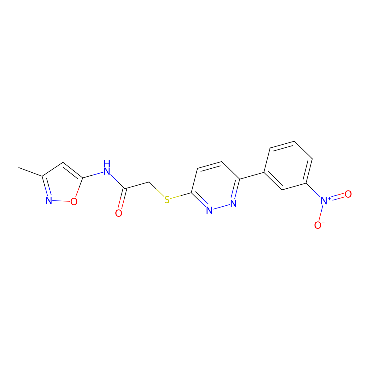 N-(3-methylisoxazol-5-yl)-2-((6-(3-nitrophenyl)pyridazin-3-yl)thio)acetamide molecular structure, CAS 1208775-89-6