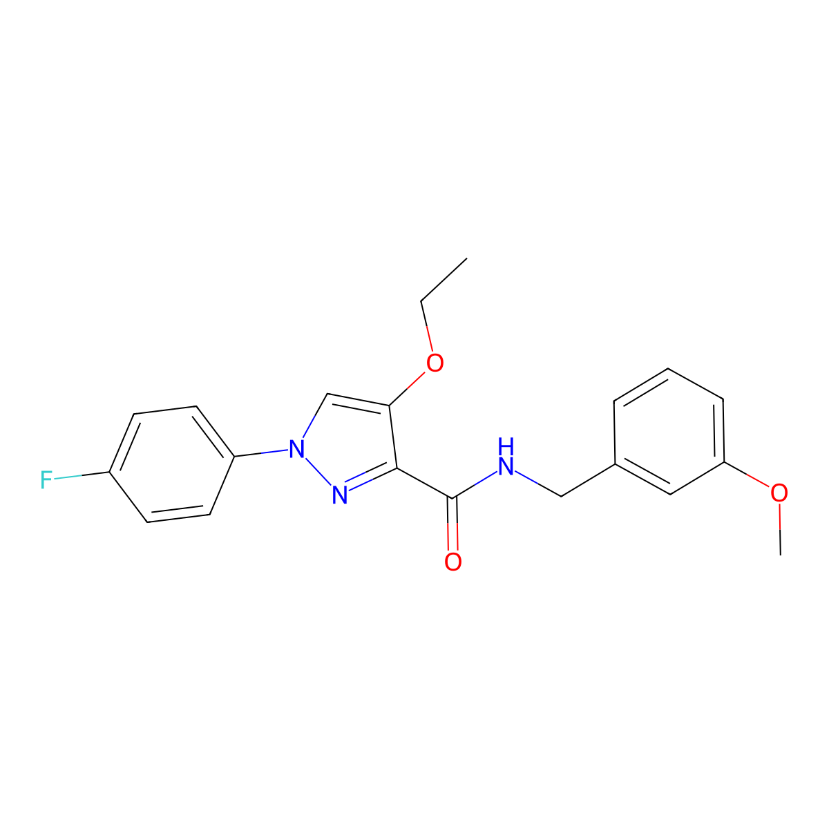4-ethoxy-1-(4-fluorophenyl)-N-(3-methoxybenzyl)-1H-pyrazole-3-carboxamide molecular structure, CAS 1208777-40-5