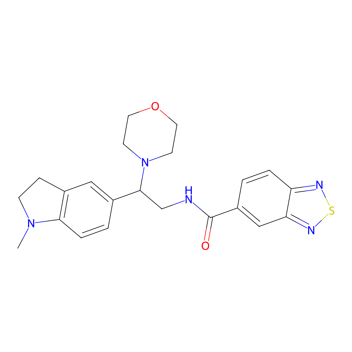 N-(2-(1-methylindolin-5-yl)-2-morpholinoethyl)benzo[c][1,2,5]thiadiazole-5-carboxamide molecular structure, CAS 1208778-31-7