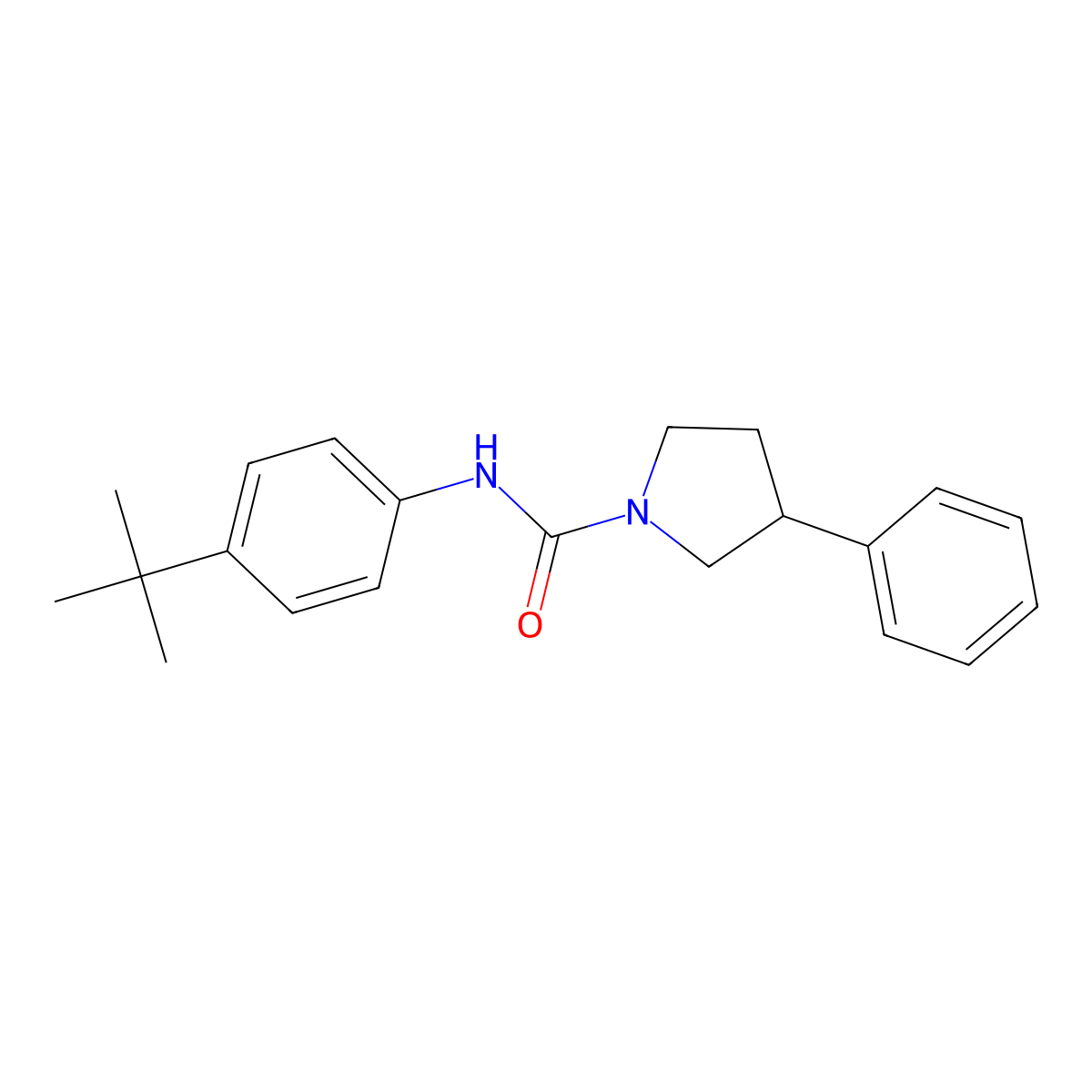 N-(4-tert-butylphenyl)-3-phenylpyrrolidine-1-carboxamide molecular structure, CAS 1208784-93-3