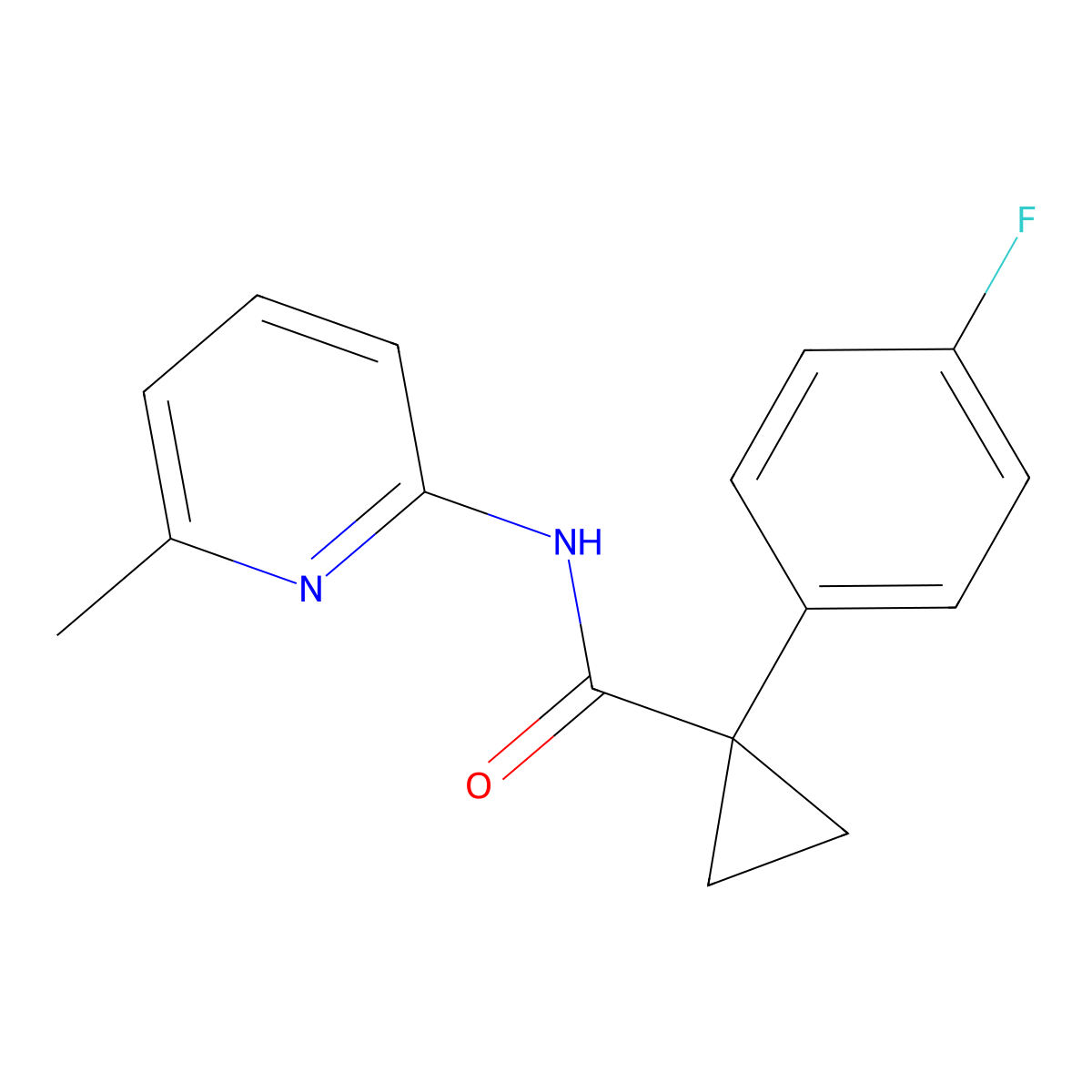 1-(4-fluorophenyl)-N-(6-methylpyridin-2-yl)cyclopropanecarboxamide molecular structure, CAS 1208786-45-1