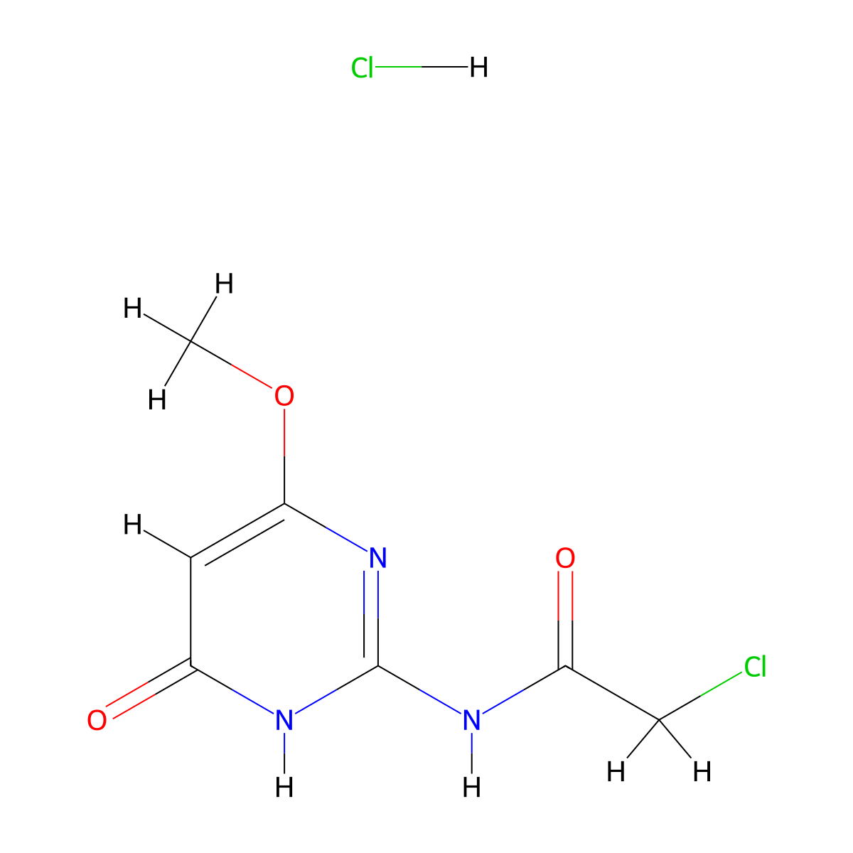 2-chloro-N-(4-hydroxy-6-methoxypyrimidin-2-yl)acetamide hydrochloride molecular structure, CAS 1208790-34-4