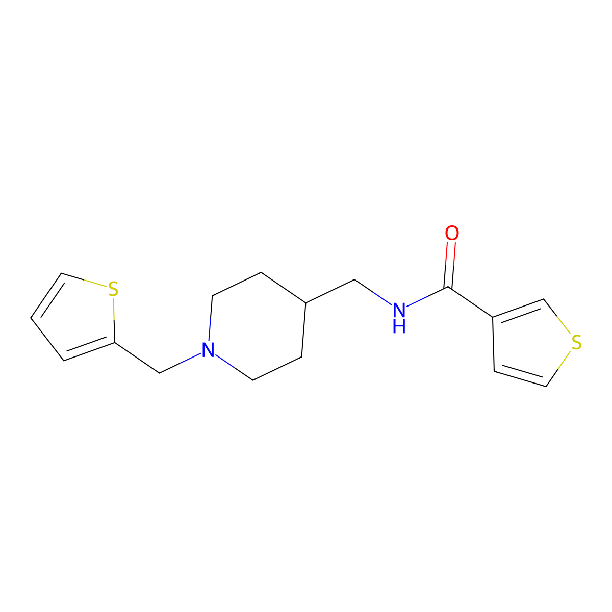 N-((1-(thiophen-2-ylmethyl)piperidin-4-yl)methyl)thiophene-3-carboxamide molecular structure, CAS 1208799-04-5