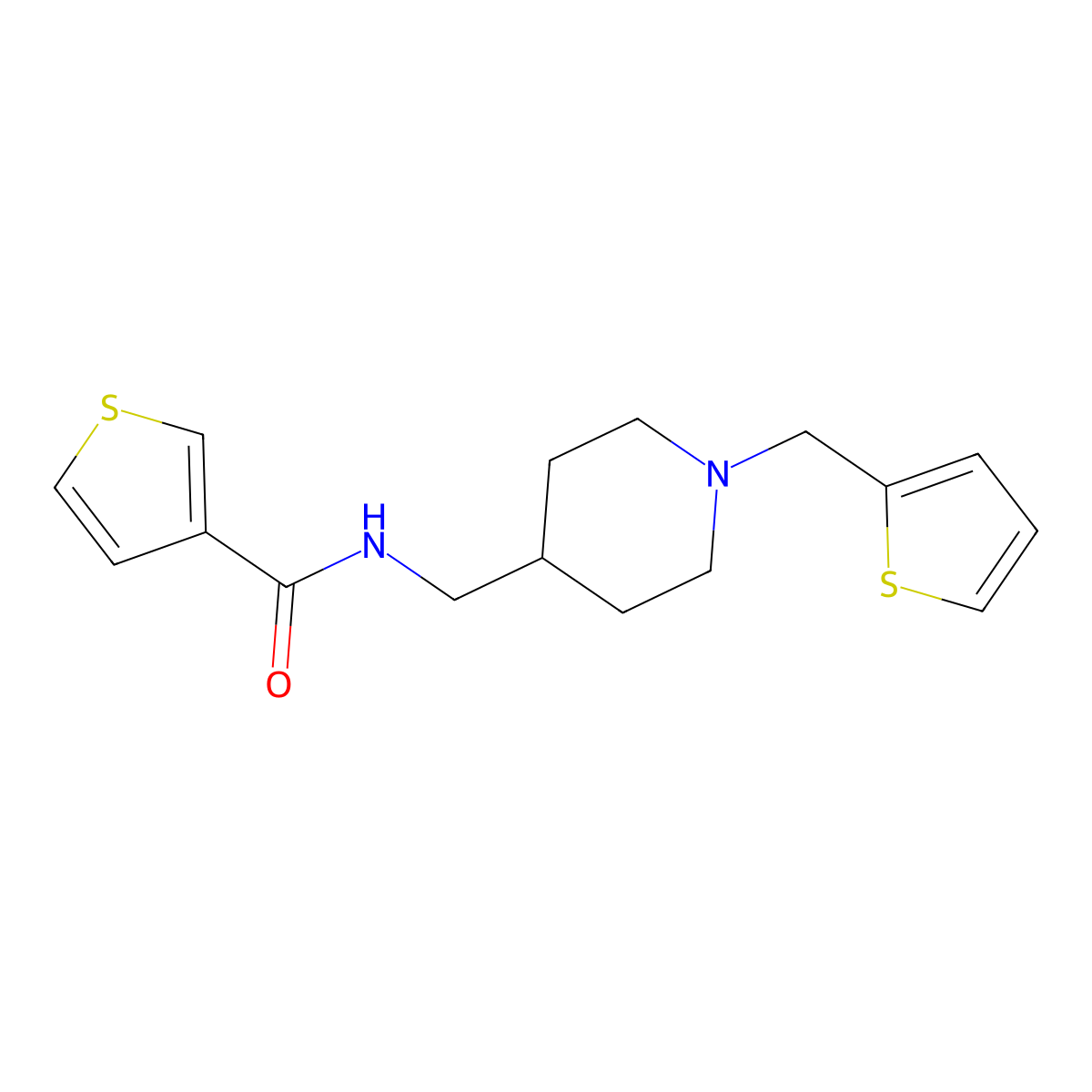 N-((1-(thiophen-2-ylmethyl)piperidin-4-yl)methyl)thiophene-3-carboxamide molecular structure, CAS 1208799-04-5
