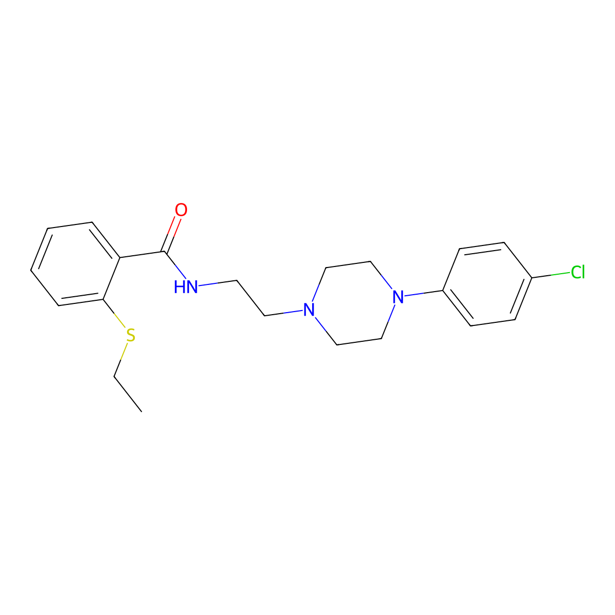 N-(2-(4-(4-chlorophenyl)piperazin-1-yl)ethyl)-2-(ethylthio)benzamide molecular structure, CAS 1208803-83-1